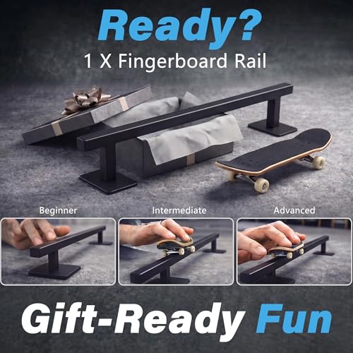 Fingerboard Rail,11" Metal Square Grind Rail for Finger Skateboards,Solid Steel Obstacle Weighted Base & Non-Slip Pads,Portable Desk Skatepark Accessory Tricks Grinds Slides,with 2 Fingerboards. - size: 11 inches