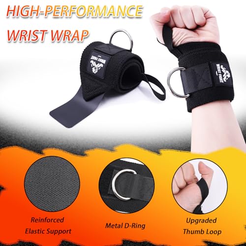 Weightlifting Wrist Wraps with D-Ring, Lifting Straps & Washable Mesh Bag – 3-in-1 Cable Machine & Deadlift Training Set for Pulling, Grip Support & Strength Workouts
