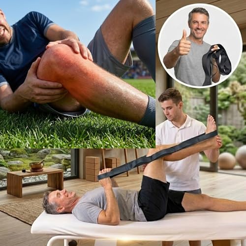 Stretching Strap with 12 Loops-Non-Elastic Physical Therapy with Carry Bag | Premium non elastic yoga straps for injury recovery, rehab flexibility training, hamstring stretch & physical therapy