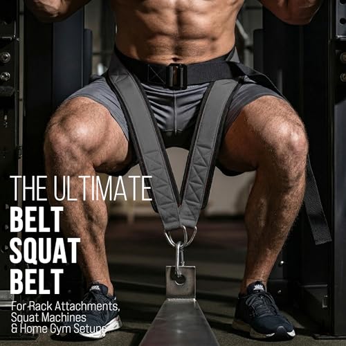 Heavy-Duty Belt for Belt Squats, Weight Training Rack Attachment, Squat Machine Accessory, Strength Training Equipment - color: Gray