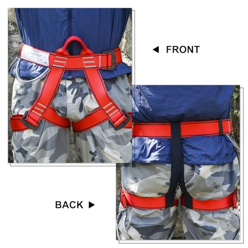 NewDoar Climbing Harness, Mountaineering Rock Climbing Harness, Half Body Harness for Rappelling Fire Rescuing Tree Climbing - color: Red