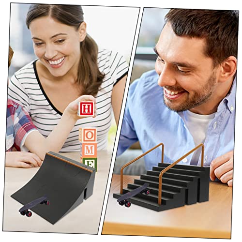 Abaodam Fingerboard Ramp 2 Pcs Finger Skate Park Kit with Fingerboard Obstacles Skateboard Park Part for Kids Training Finger Coordination Desk .51 X 5.11 X 4.52 in