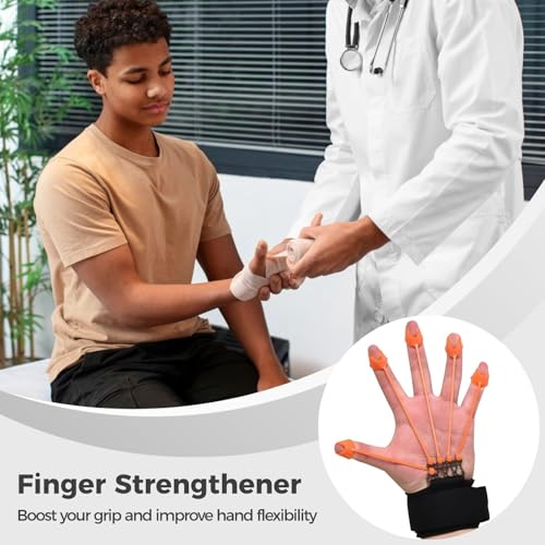 Hand Grip Exerciser Finger Strengthener, Adjustable with 30 Silicone Bands, Exercise Climbing Rehabilitation