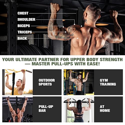 KUTIZE Pull Up Assistance Bands, Pull Up Bar Resistance Bands, Pull Up Bands for Enhanced Strength Training, Muscle Training, 3 Heavy-Duty Adjustable Pull Up Assist Strap & Comfortable Foot Strap - style: Black