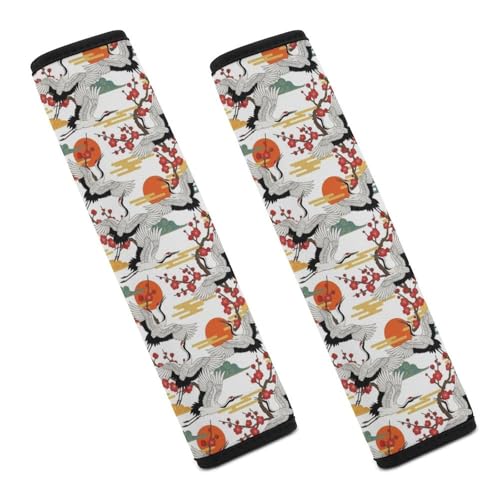 1 Pair Red Sun Flower Crane Bird Seat Belt Shoulder Pad Soft Padded Seat Belt Cushion for Adult Use, Stroller Pushchair High Chair, Pressure Relief - color: Pattern 180