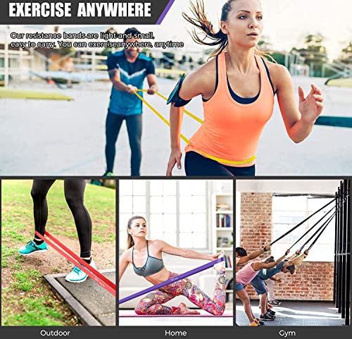 VEICK Pull Up Assist Resistance Bands for Home Gym | 100% Natural Latex, Non Slip Leather Texture, Space Saving, Versatile for Full Body Training, Home Gym - color: Purple/Black/Red/Yellow Set of 4 (0.3-1.1in)