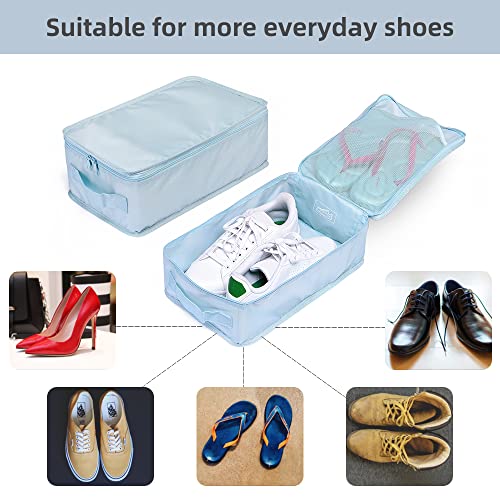 Travel Shoe Bags, Foldable Waterproof Shoe Pouches Organizer-Double Layer (2+2 Blue Shoebags) - color: Blue, size: 2+2 Packs