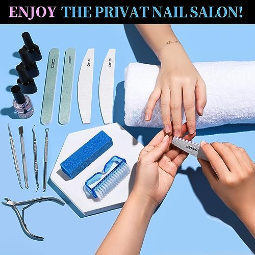 FANDAMEI Manicure Set, Nail Tools, Files 100/180, Buffer Block, Cuticle Nippers, Pusher, Peeler, Lifter for Ingrown Toenails, Toenail File, Care Kit, Blue - color: V-blue