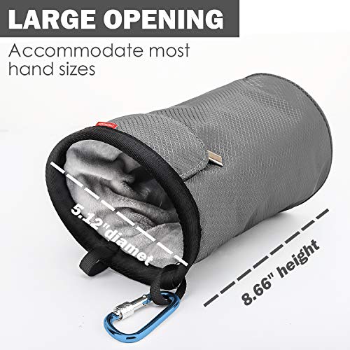 Moko Rock Climbing Chalk Bag, Bouldering Chalk Pot Bucket with Adjustable Belt & Carabiner Drawstring Climbing Gear - color: Gray, style: Straight Cylinder