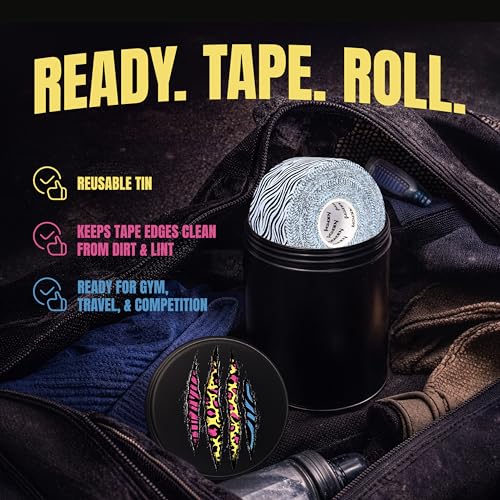 Bighorn Athletics × Adam Wardziński Mat Animal Tape Kit, Neon Jungle Set | Special edition set with 7 rolls of bold printed finger & sports tapes in a tin holder. Residue-free Zinc oxide adhesive. - color: Neon Jungle