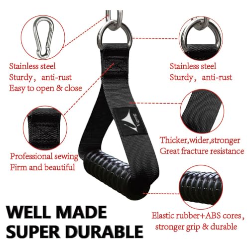 Heavy Duty Gym Exercise Handles Attachment for Cable Machine,Resistance Band,Pulley System Home Fitness Workout Equipment, with Elastic Rubber Grip and 2 Large Carabiners - color: Space Black xw
