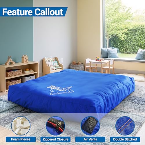 Skil-Care Crash Pads for Kids Sensory, High-Density Foam Crash Mat, Nylon | Water-Resistant Cover Crash Pads with Mesh Vents from 3x4ft to 8x8ft for Daily Use in Sensory Rooms, Schools, Clinics, Home - size: 6x6 Feet