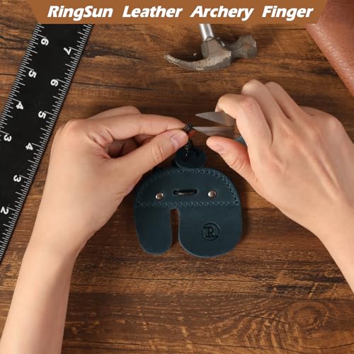 Leather Archery Finger Tabs,Handmade Archery Finger Guard for Shooting Practice Gear, Recurve Bow Fingers Tab - color: Blue