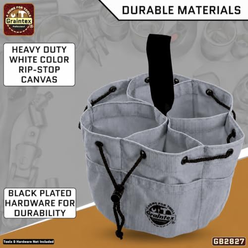 Graintex 18 Pockets Grab Bag Rip-stop Canvas Drawstring Closure, Small Part Organizer Pouch, Small Tools, Screws, Parts, Parachute Tool Bag for Efficient Storage - Steel Grey - color: Steel Grey