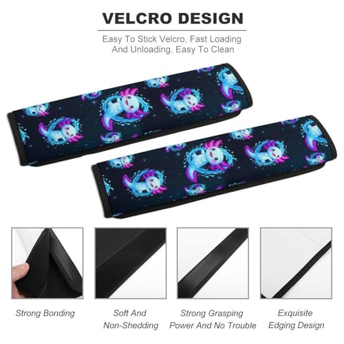 1 Pair Universal Soft and Comfortable Seat Belt Shoulder Pad for Adult Use, Stroller Pushchair High Chair, Purple Axolotl Neck Strap Covers, Anti-Slip Pad - color: Pattern 313