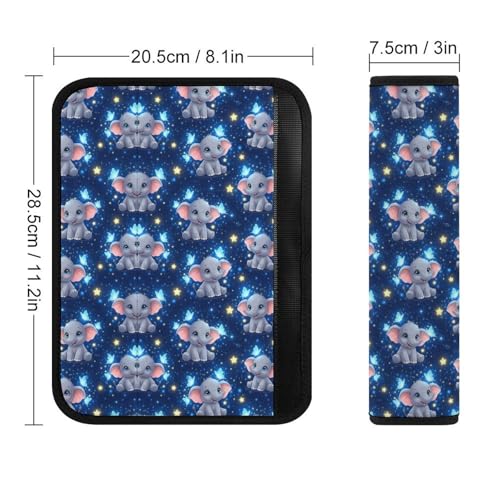 Universal Fit Seat Belt Shoulder Pad for Kids, Car Seats Pushchair Strollers High Chair Pushchair, 1 Pair Cute Elephants Blue Butterflies Automotive Seat Belt Protector - color: Pattern 765