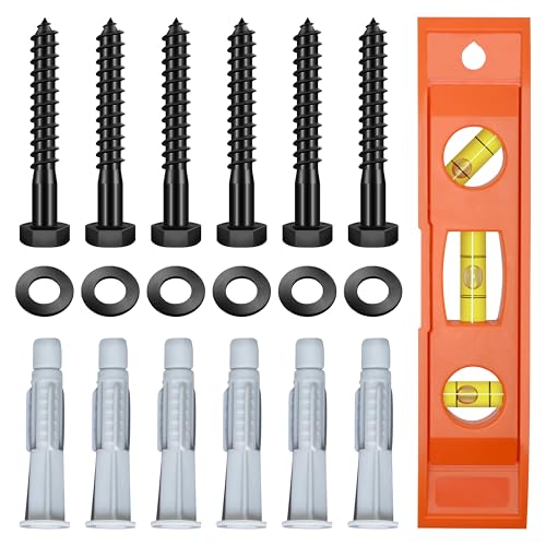 Lag Bolts for TV Wall Mount, TV Mount Screws Kit with M8x65mm Lag Screws, Drywall Anchors, Washers, Bubble Level Hardware Kit for Wood Stud Brick Concrete