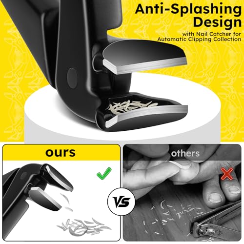 Toenail Clippers for Seniors, Angled Head Large Toe Nail Clippers for Thick Toenails, Wide Jaw Clippers, Heavy Duty Ergonomic Anti-Splash Cutter, Upgraded Long Handled Toenail Clippers - size: Angled Head