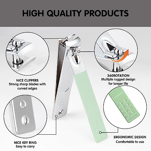 Nail Kit, Manicure Kit, Nail Care Kit for Women, Manicure Pedicure Set, Nail Clippers Toenail Clippers Kit, Professional Manicure Kit Pedicure Kit, Green Travel Case, Set of 12. - color: Green