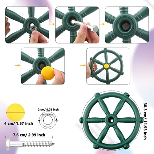 Playground Steering Wheel Plastic Pirate Ship Wheel Playground Swingset Steering Wheel Playset Accessories for Kids Outdoor Backyard Playhouse Treehouse (1, Green) - color: Green