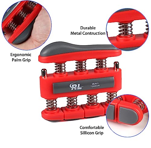 Finger Strengthener Grip, Finger Exerciser & Hand Strengthener, Workout Equipment for Musician, Rock Climbing and Therapy, Hand strengthening rehab - 2 Pack - color: Medium & Heavy