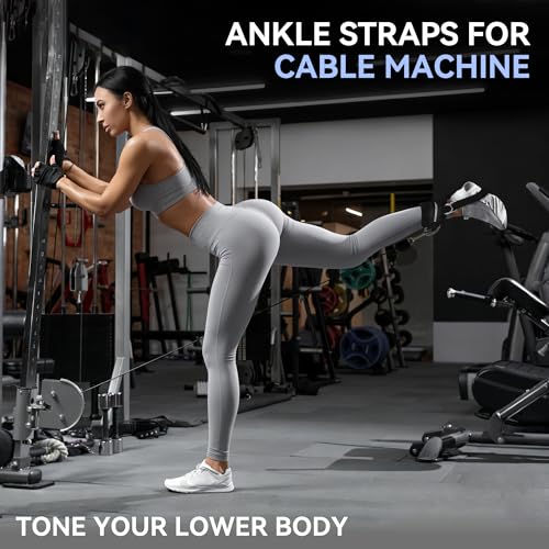 Ankle Straps for Cable Machine Women, 2 Pack Padded Ankle Cuffs with Under-Shoe Support Strap, Cable Kickback Straps for Glute Workouts, Leg Extensions & Hip Abductors