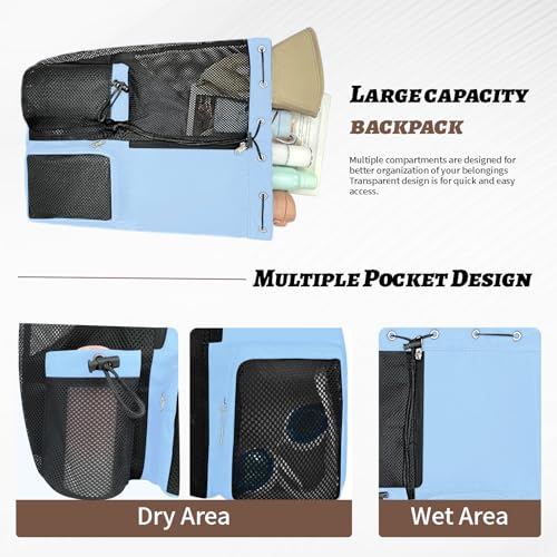 Beach Backpack with Wet Pocket Drawstring Mesh Beach Bag Waterproof Swimming Pool Backpack for Men and Women - color: Blue