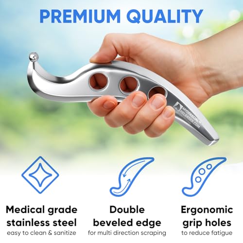 Professional Muscle Scraper Tool – Medical-Grade 304 SS IASTM & Gua Sha Scraping Tool – Ergonomic Fascia Mobilization Instrument for Soft Tissue Massage & Manual Bodywork – Emollient Balm Included - color: Ellipse Pro