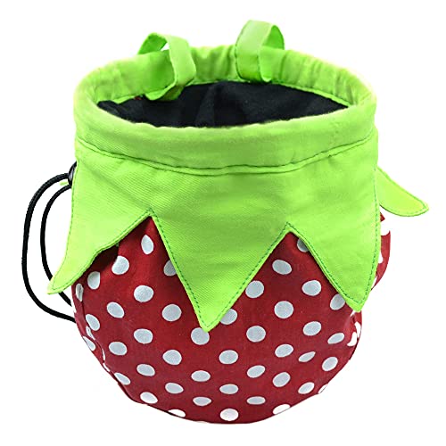 Strawberry Chalk Bag with Carabiner Drawstring for Rock Climbing Weight Lifting Rock Climbing Bag Chalkbag