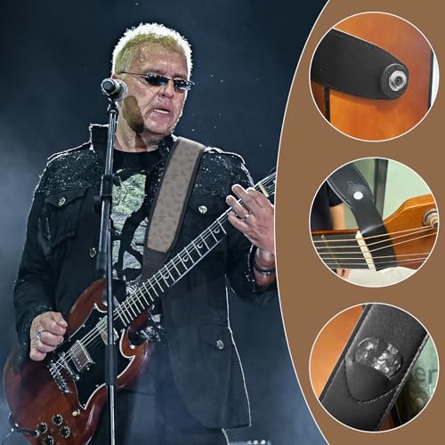 Guitar Straps for Electric Guitar Bass, Smooth Guitar Strap, 3" Wide Padded Straps with 3D Sponge Filling, Comes with 4 Picks + 2 Strap Locks + 1 Headstock Tie + 1 Tie Rope, Gray Butterfly - color: Smooth Gray Butterfly