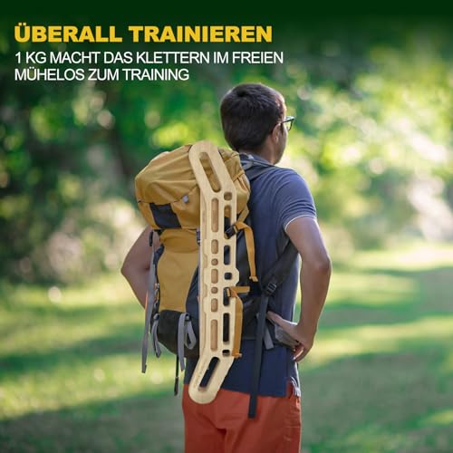 POWER GUIDANCE Wooden Hangboard Portable Rock Climbing Hangboard with Suspension Training Function, Enhance Finger Grip Strength, Indoor and Outdoor Use - size: set