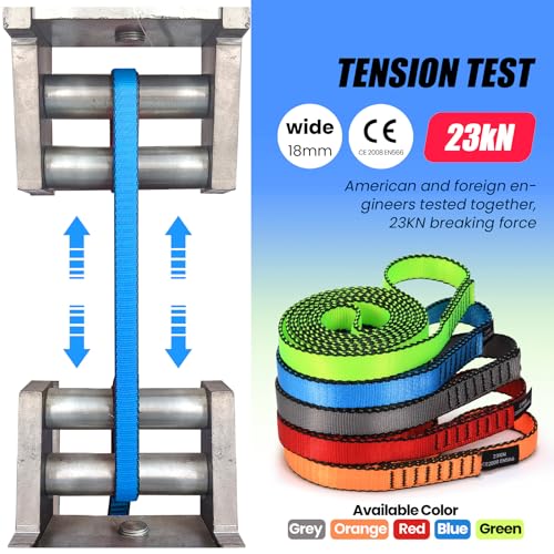 18MM Nylon Climbing Slings Runners 23 kN Strong Webbing Straps for Rock Climbing, Rappelling, Swing, Yoga Hammock etc - color: 1PC Blue, size: 48inch/120cm