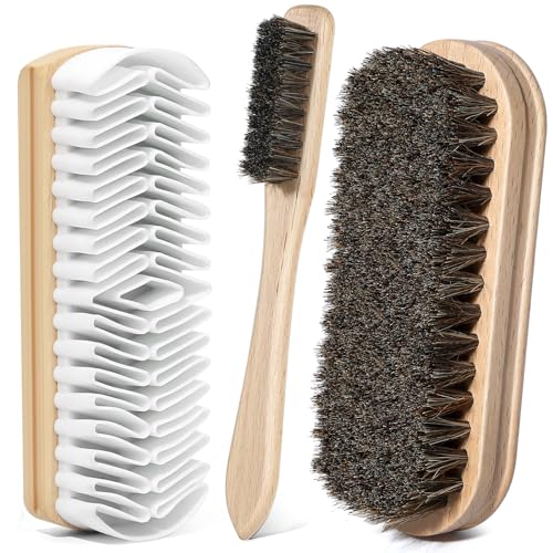 3Pcs Shoe Brush, 2026 Version Suede Eraser, Premium Shoe Polish Brush, Long-Lasting Shoe Cleaning Brush, Horsehair Shoe Brush Shine Kit for Cleaning and Polishing (3PCS) - size: 3PCS