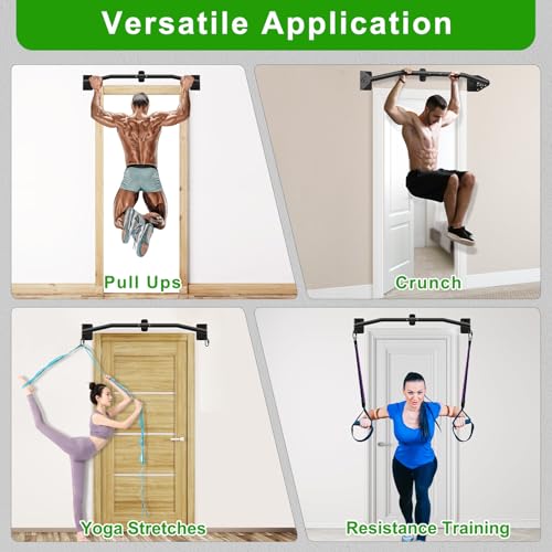 SELEWARE 32"/36" Wall Mount Pull Up Bar Joist Mount Chin Up Bar for Doorway | Heavy Duty Steel Construction Support 450 lb, w/Resistance Band Hooks, Fits 32"/36" Wall Studs for Home Gym Strength Training - size: B: 32" x 1.3" Dia Grip