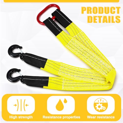 2 Pack Lifting Slings Straps with Hooks Web Slings Capacity Polyester Bridle Sling Heavy Duty Two Leg Lifting Straps for Engines Cranes Hoists Truck (3.3ft,Yellow) - color: Yellow, size: 3.3ft