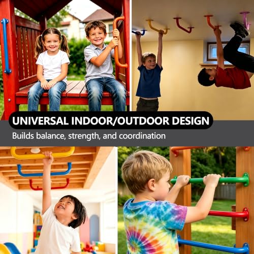 Monkey Bars Indoor Playground Handles 17inch, Heavy Duty Ceiling Grab Bars for Climbing Frames, Wall Ladders, Treehouses and Swing Set Accessories (6-Pack) - color: Green