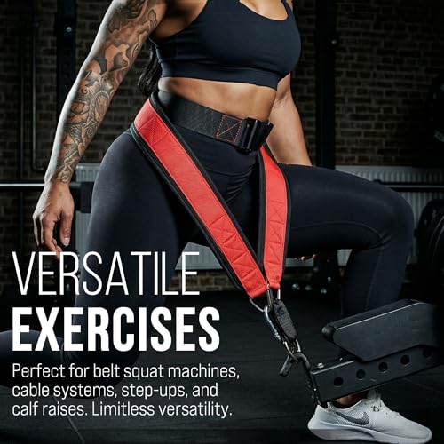 Heavy-Duty Belt for Belt Squats, Weight Training Rack Attachment, Squat Machine Accessory, Strength Training Equipment - color: Red