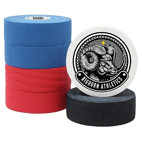 Bighorn Athletics Boxing Tape 1" × 45ft, 6 Rolls, Black, Blue, Red, White | Extra sticky 1" athletic tape for boxing & hand wrapping. Strong adhesive, EZ-tear. Protects knuckles, no residue on skin. - color: Black, Blue, Red, White