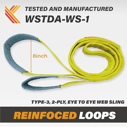 2-Ply Lifting Sling Straps 2”x 4ft - 6200lbs Vertical Capacity Heavy Duty Flat Eye Lift Sling, for Rigging Moving Towing Hoisting -2Pack - Kodiak Straps - color: 2 PACK, size: 2inch x 4ft