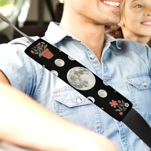 2 Piece Moon Phase Cycle Full Moon Plants Celestial Sun Car Seat Straps Shoulder Pads Universal Fit Automotive Seat Belt Protector for Kids, Car Seats Pushchair Strollers High Chair Pushchair - color: Pattern 993