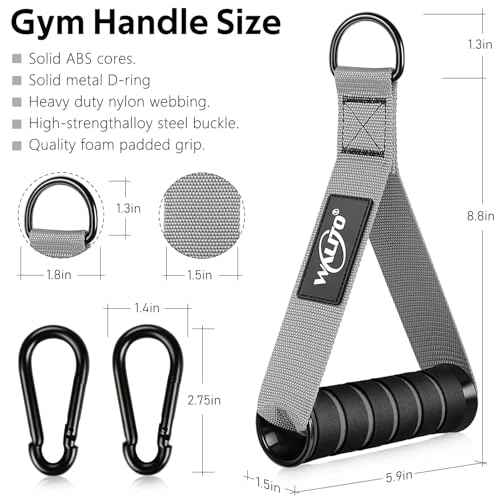 Exercise Handles, Cable Machine Handles for Gym Cable Attachments Training | 2 Pack Heavy Duty Handle with Non Slip Grip for Cable Machines, Pull Down Workouts, Resistance Bands and Home Gym Equipment - color: Grey