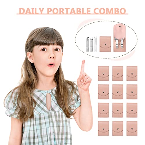 Geosar 12 Sets Manicure Gifts Bulk Nail Clippers Pedicure Kit Stainless Steel Professional Pedicure Grooming Kits Nail Care Tools with Travel Case for Women Men Hand Foot Birthday(Pink) - color: Pink
