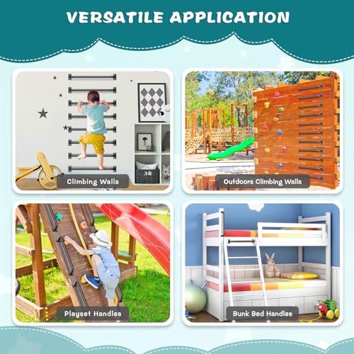 SELEWARE 30" Black Playground Ladder Handle Metal Playset Handles Grab Bars | 500LB 2Pcs Heavy Duty Steel Kids Playground Handles for Indoor/Outdoor Ladder Handrail Swing Set Treehouse Rock Climbing Wall - color: D: 30"-2 Pcs-black