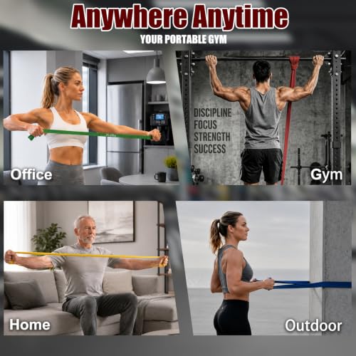 5-Level Resistance Bands,5-125LBS Workout Bands for Exercise | Pull-Up Assist Bands,Physical Therapy & Stretching – Multiple Resistance Levels for Home Gym & All Fitness Goals