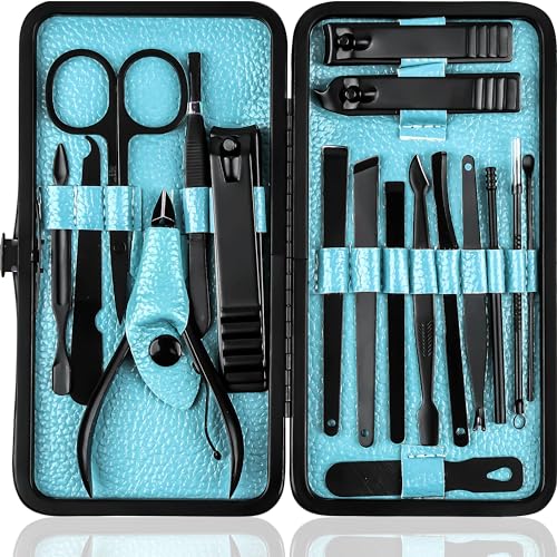 Utopia Care Manicure Set Professional Nail Clippers Kit | 18 Pcs Manicure & Pedicure Nail Kit for Men Women with Fingernail & Toenail Clippers and Premium Travel Case - color: Black, size: 18 Piece Set