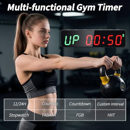 Portable Gym Timer Clock with Powerful Battery, Workout Timer for Home Gym with Brightness Adjustable for Countdown/Up/Stopwatch/HIIT, Digital Gym Stopwatch for Gym/Garage/Boxing/Fitness - style: 1 inch-Black