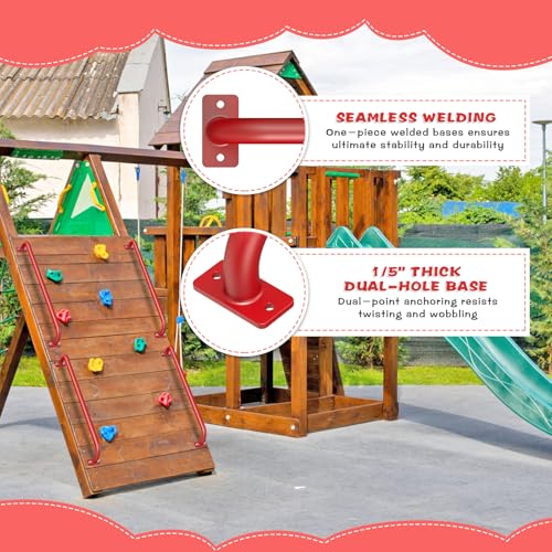SELEWARE 42" Red Playground Ladder Handle Metal Playset Handles Grab Bars | 500LB 2Pcs Heavy Duty Steel Kids Playground Handles for Indoor/Outdoor Ladder Handrail Swing Set Treehouse Rock Climbing Wall - color: D: 42"-2 Pcs-red