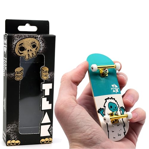 Teak Tuning 32mm Pro Fingerboard Heat Transfer Graphic Complete - Fully Assembled with Pro Level Parts - Pro Shaped Wood Deck (34x97mm), UltraSpin Wheels, Prodigy Trucks - Teal Yeti - color: Teal Yeti