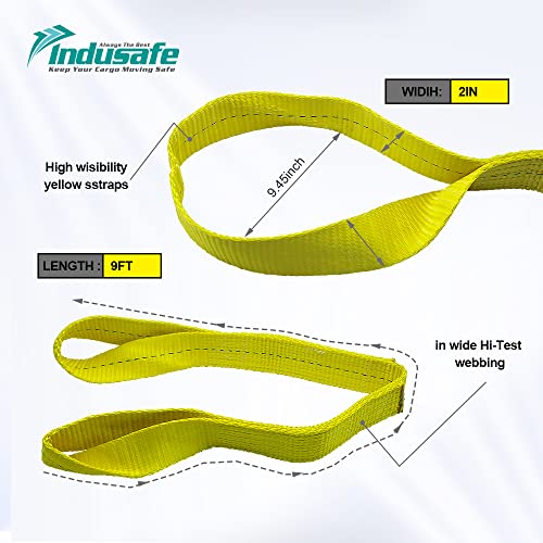 2" x 6’Rigging Moving Straps Lifting Sling Tree Saver Recovery Straps Twisted Eye Web Sling 3100lbs Vertical Capacity - color: Yellow - Vertical Capacity 3100LBS, size: 6ft