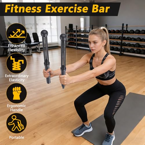 Fitness Exercise Bar, 2in1 Functional Shoulder Exercise Equipment, Workout Bar Elastic Fitness Stick for Pilates Sports Arm Muscles Strength